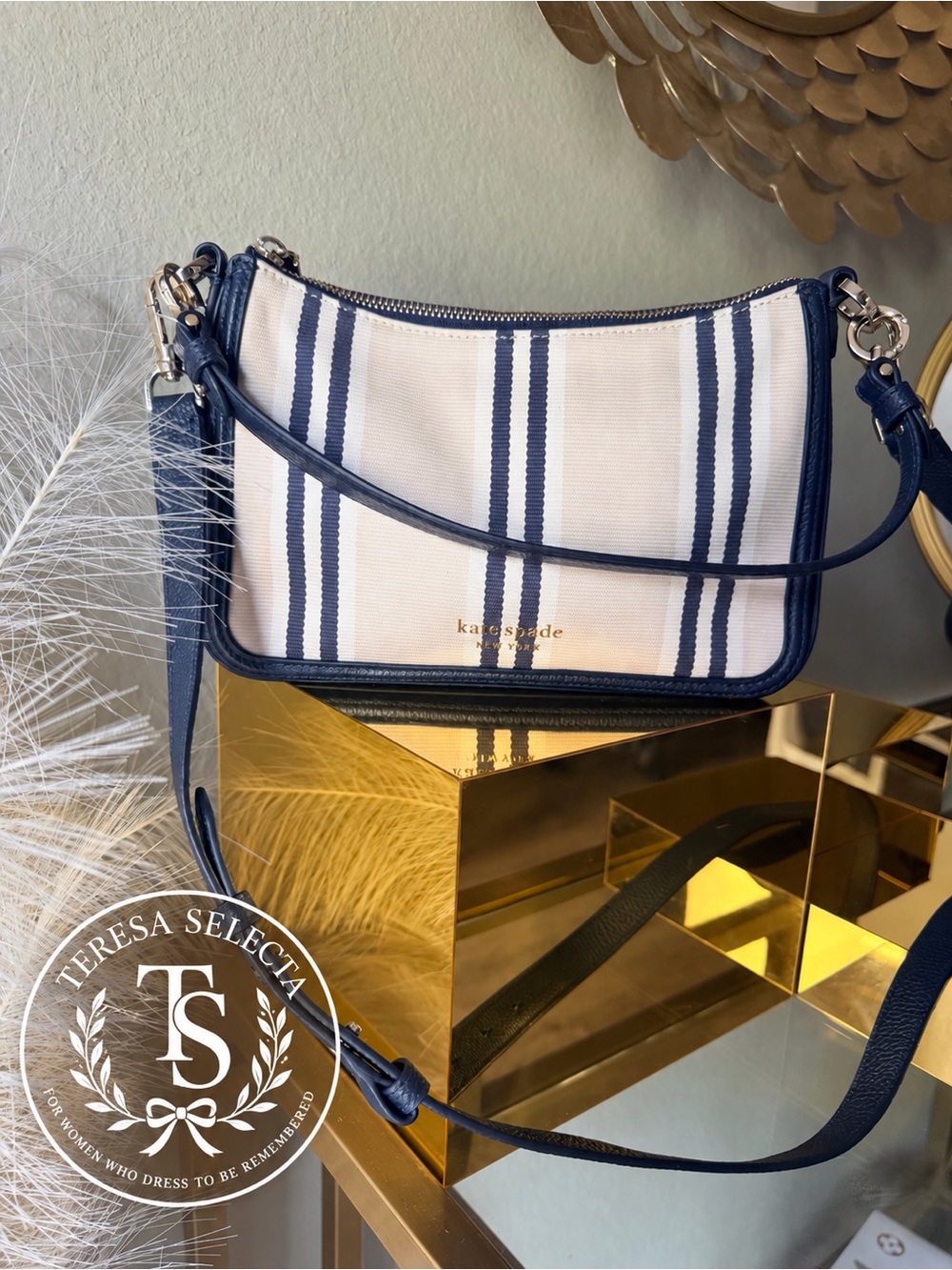 Kate Spade Hudson Striped Convertible Crossbody Shoulder Bag